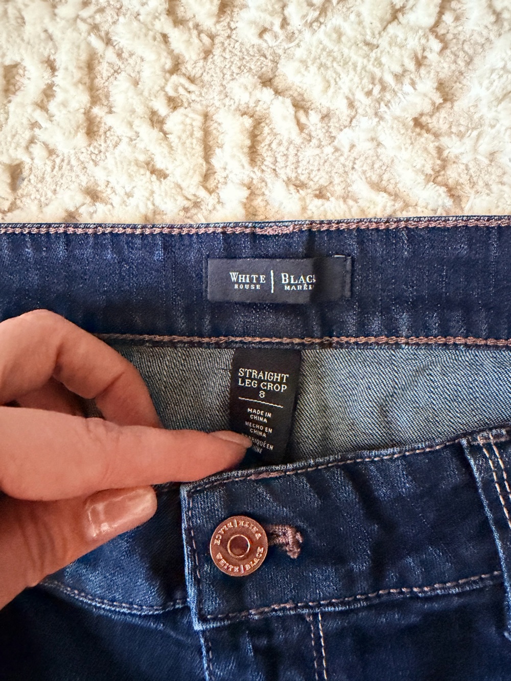 White House Black Market Dark Blue Straight Leg Crop Jeans - Picture 3 of 6